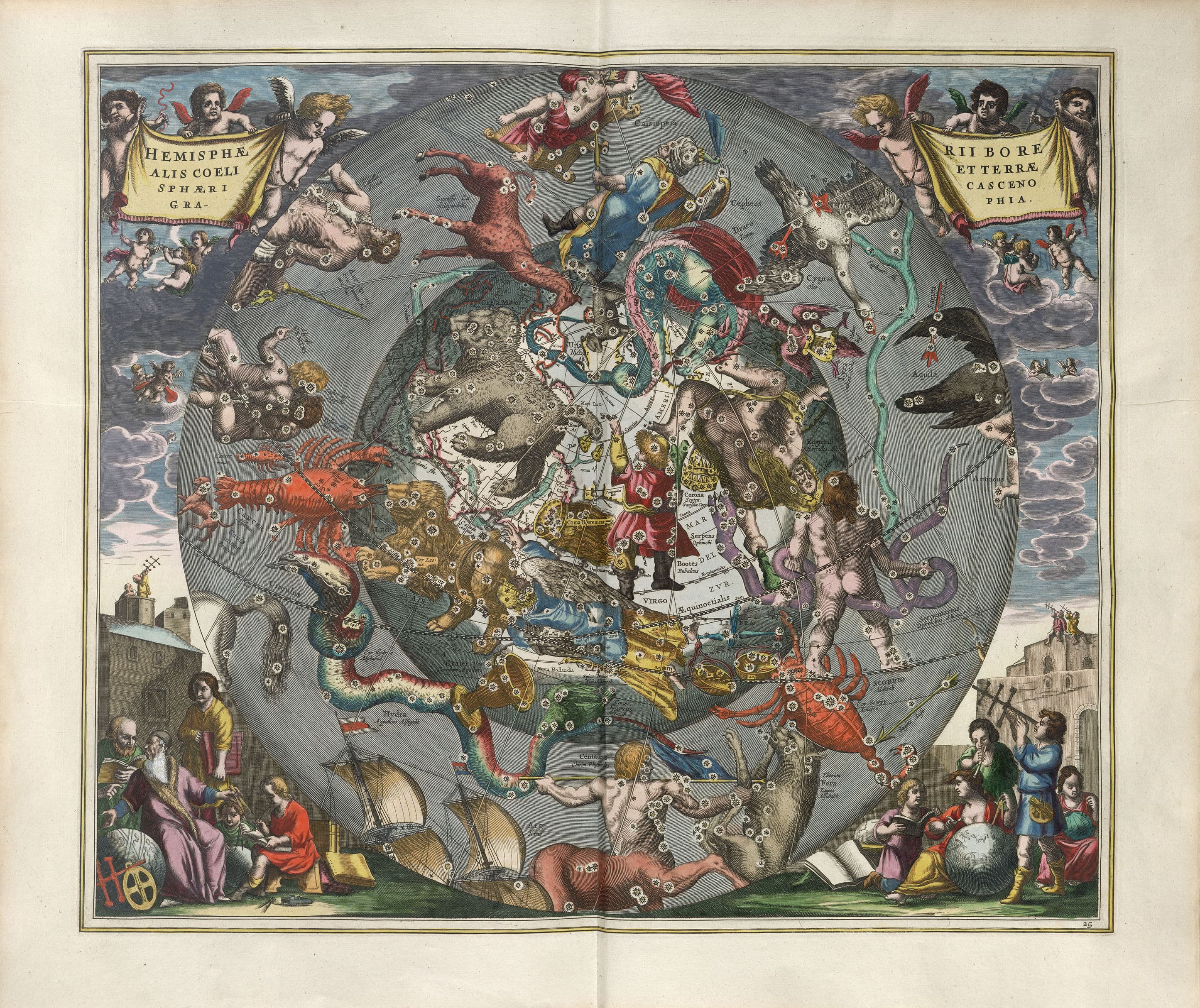 Harmonia Macrocosmica Plate 25 — Celestial and Terrestrial
Hemispheres