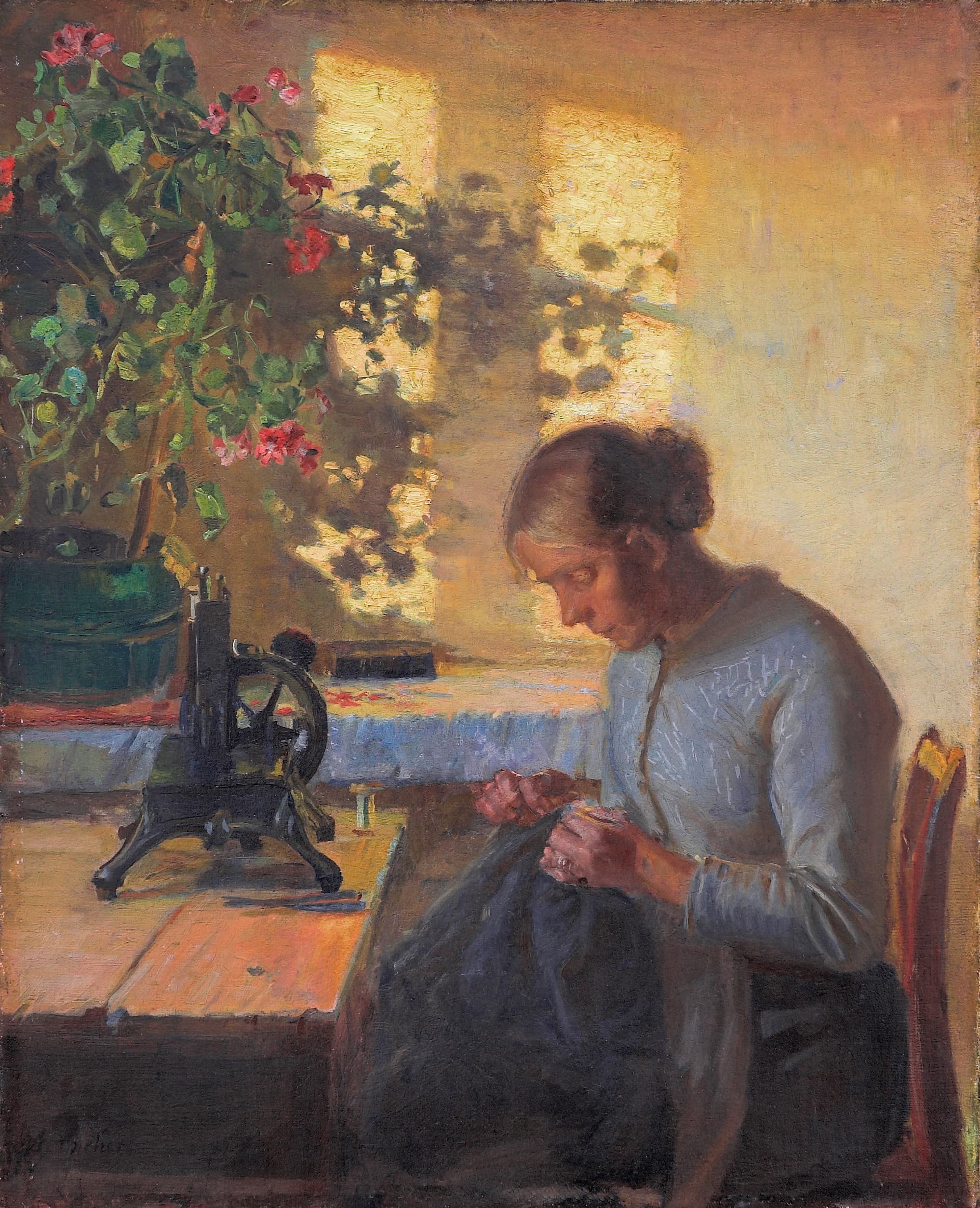 Fisherman's wife sewing