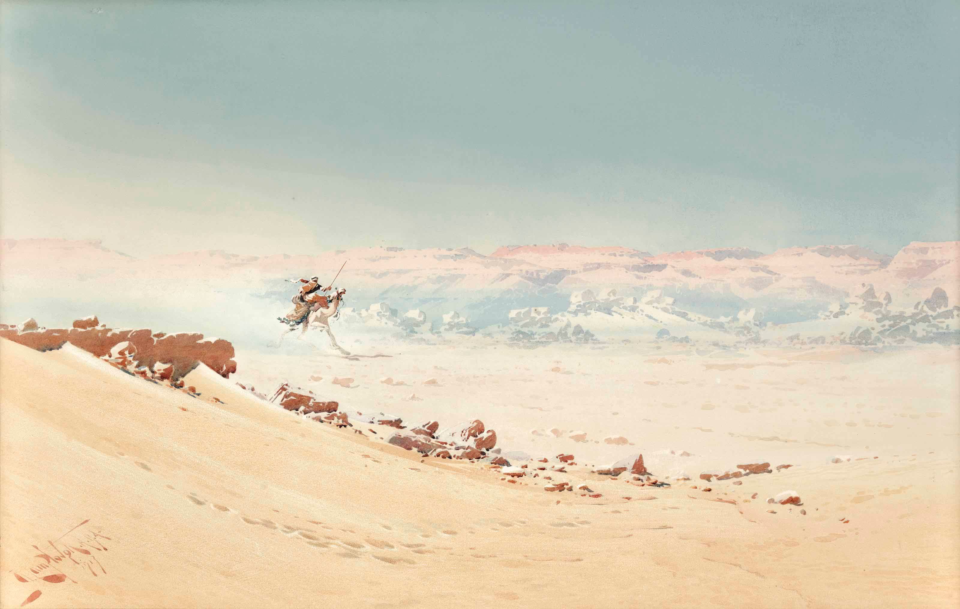 A rider in the desert