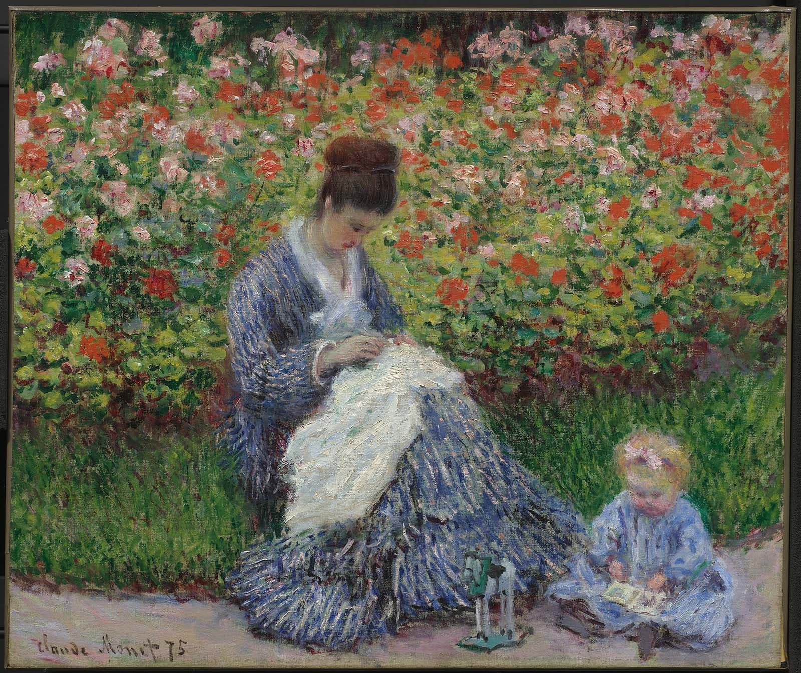 Camille Monet and a Child in the Garden in Argenteuil