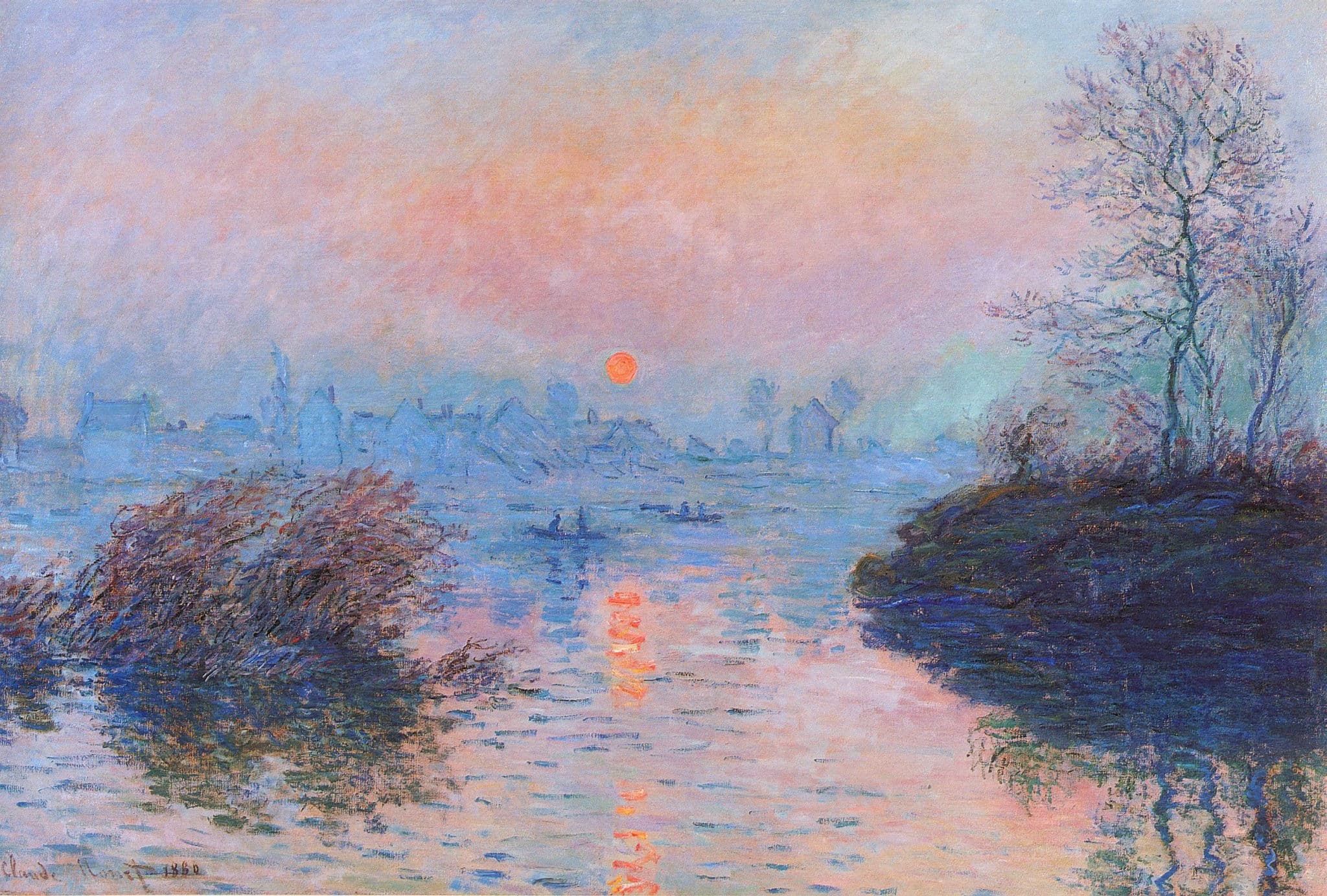 Sunset on the Seine at Lavacourt, Winter Effect