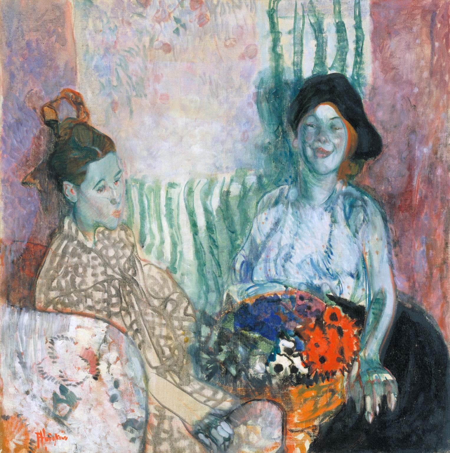 Loveday and Ann: Two Women with a Basket of Flowers