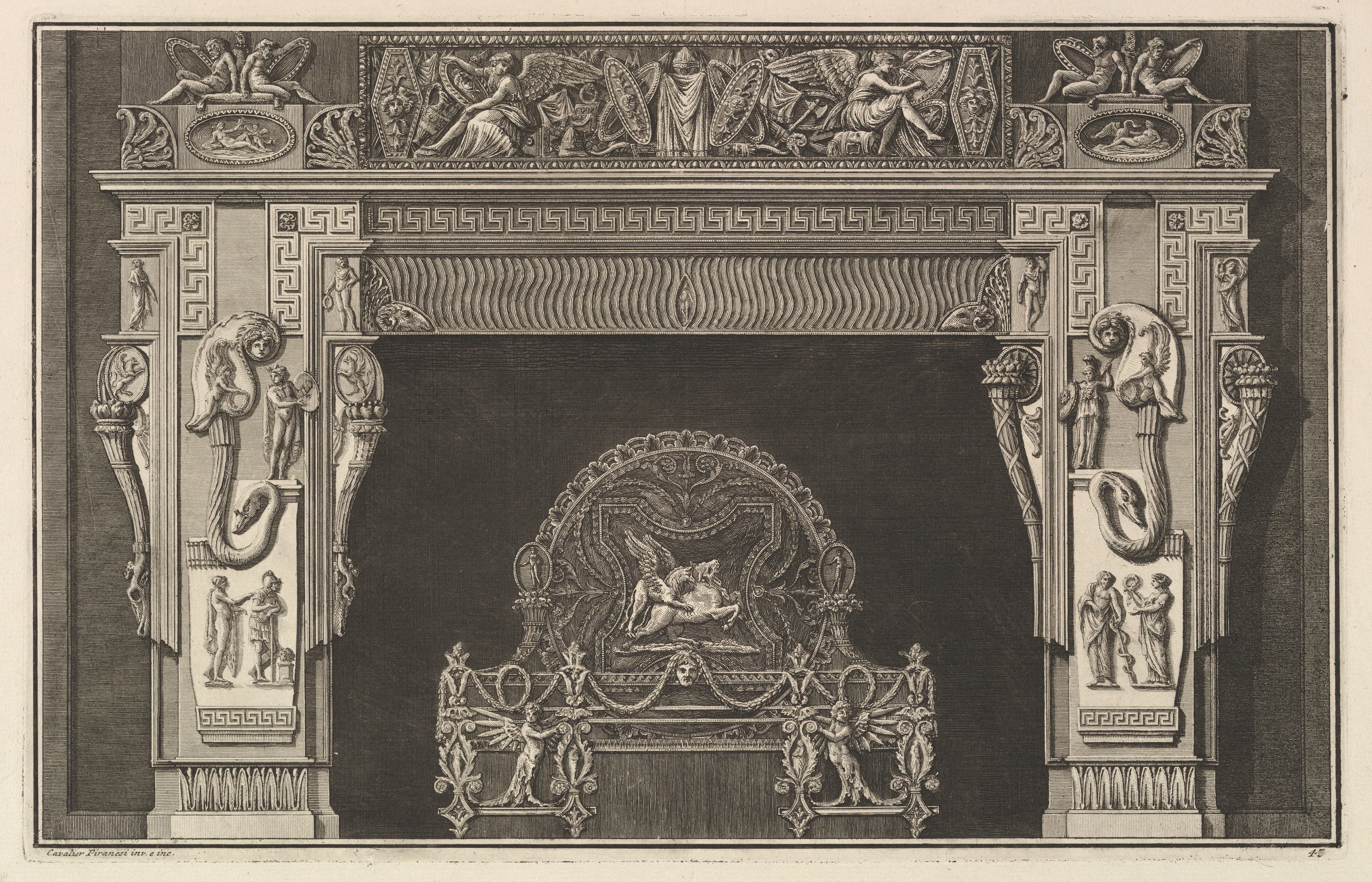 Chimneypiece: Frieze of Trophies and Winged Victories