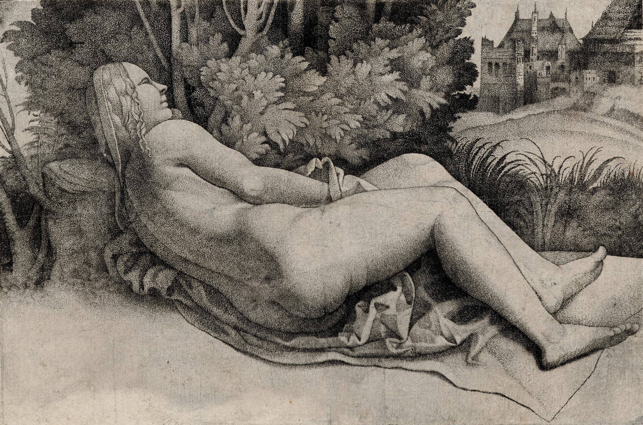 Venus Reclining in a Landscape (Stippled)
