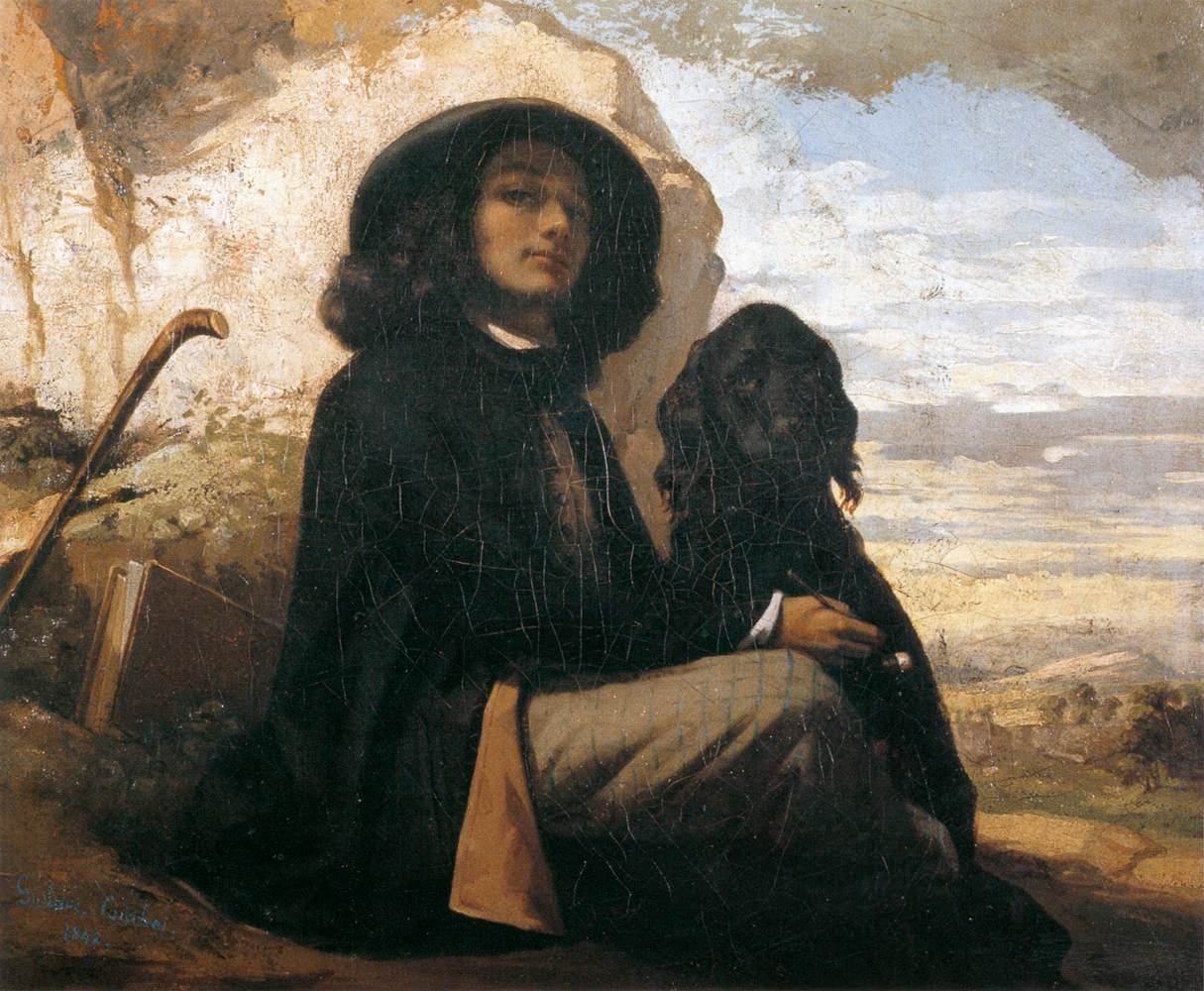 Self Portrait with Black Dog