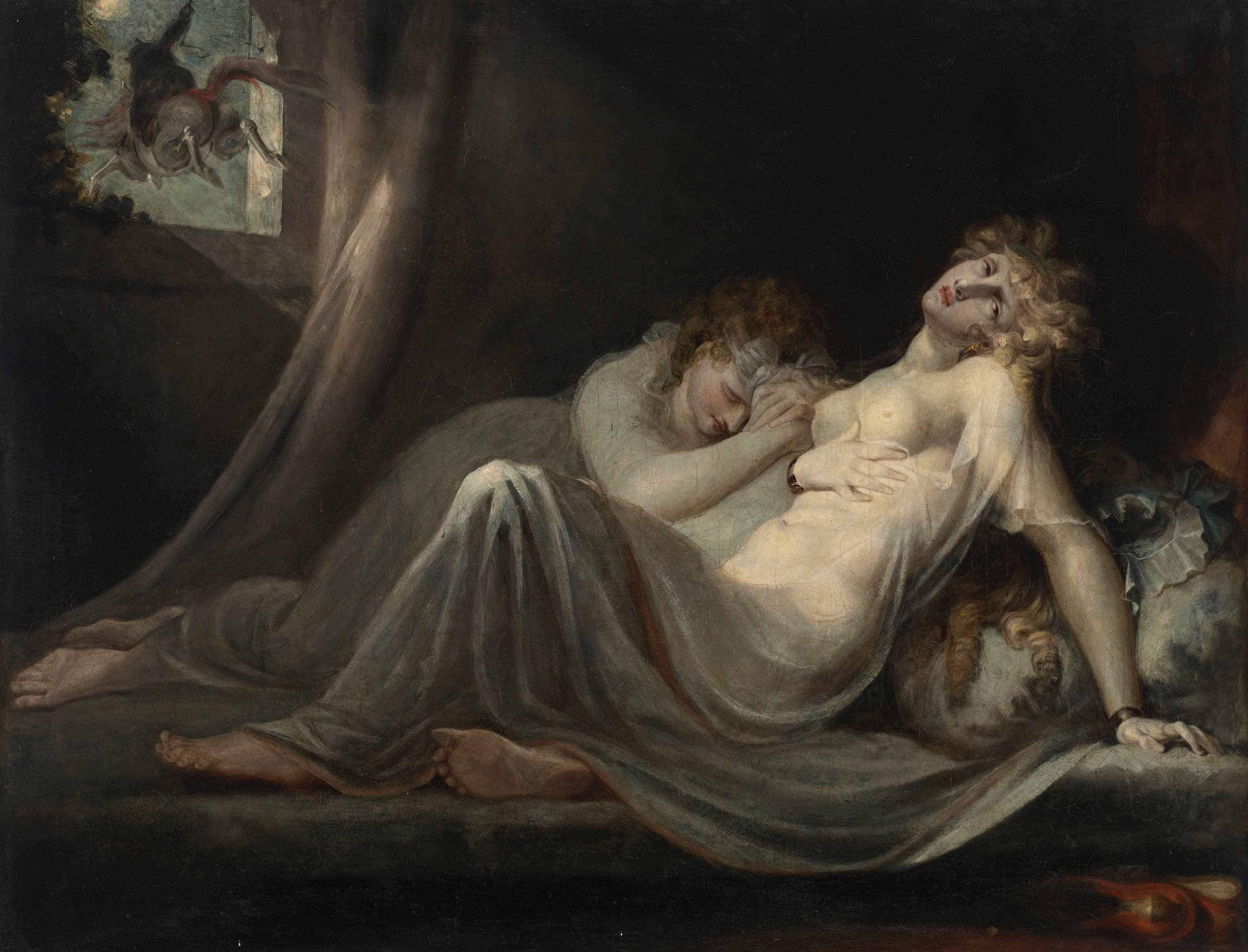 The incubus leaving two young women