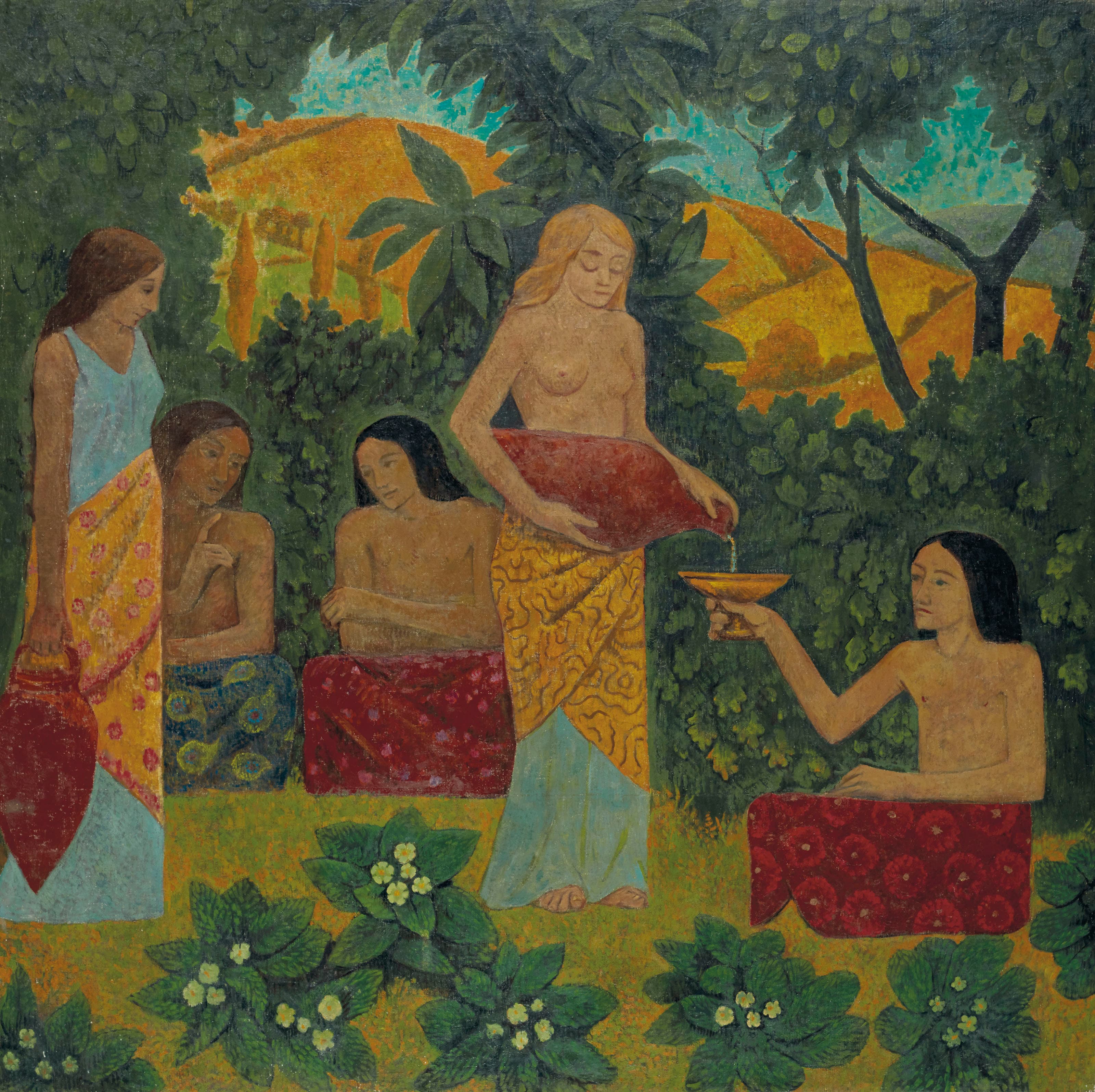 Libations, Five Figures in a Mythical Forest