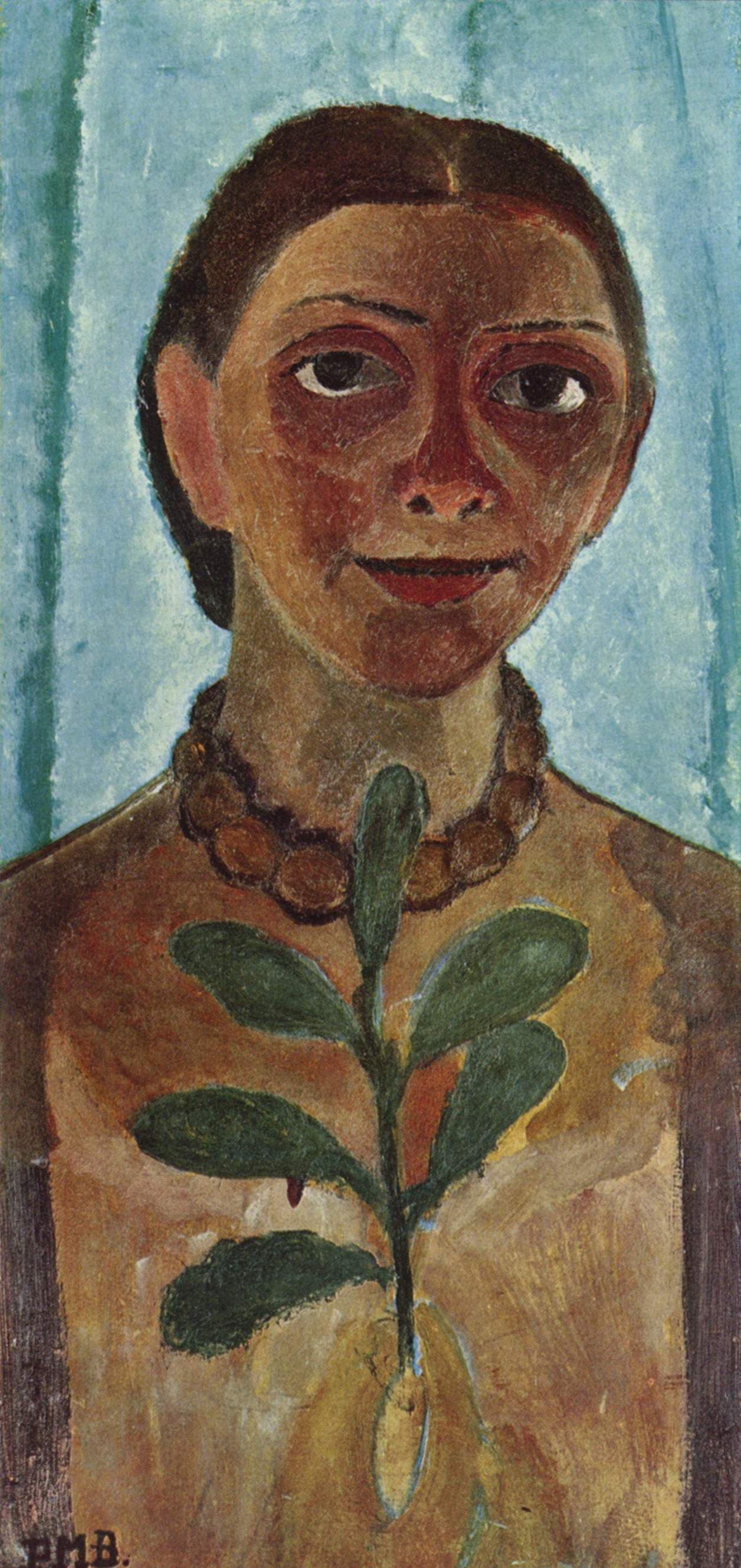 Self-portrait with a camellia branch