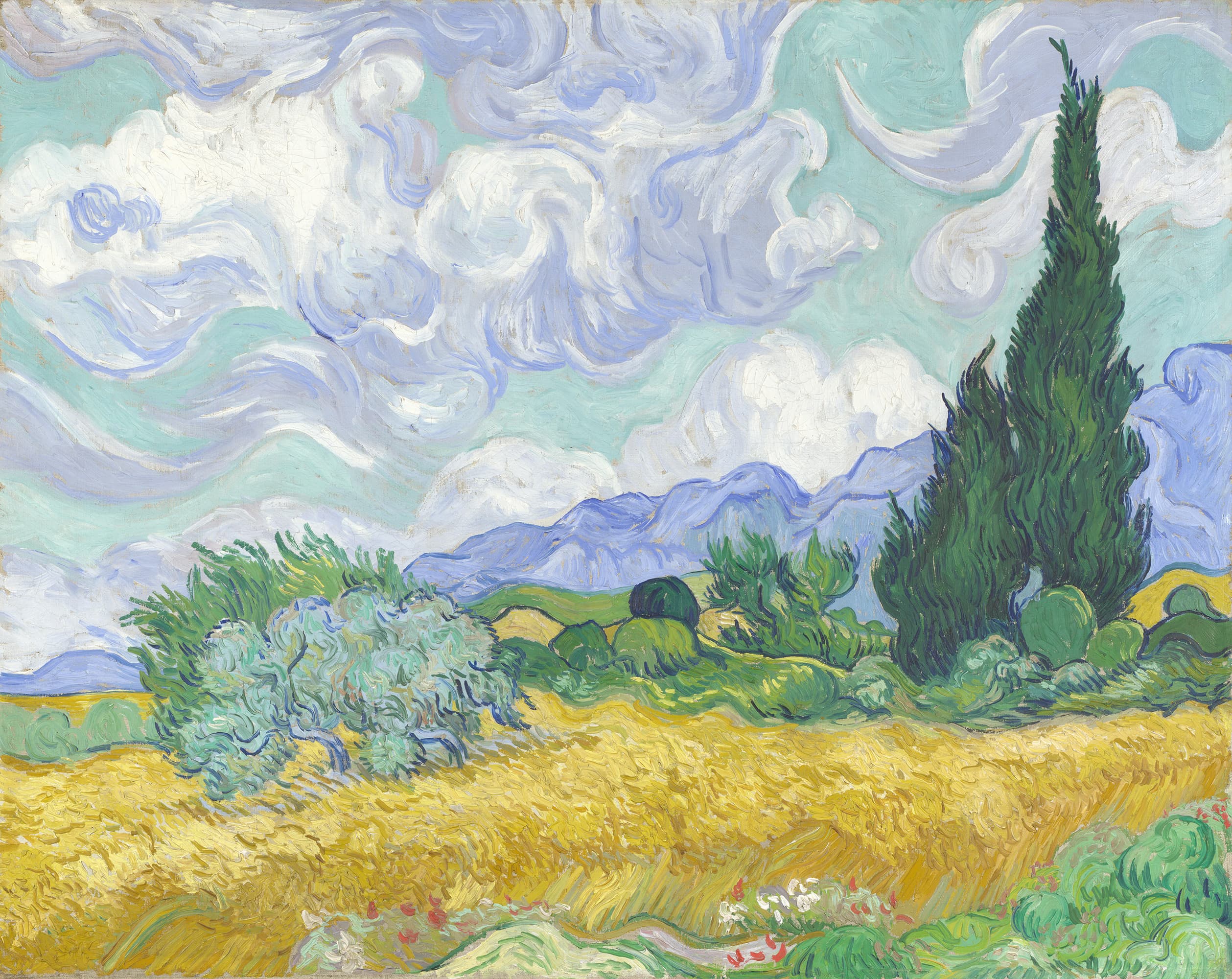 A Wheatfield, with Cypresses (September 1889)