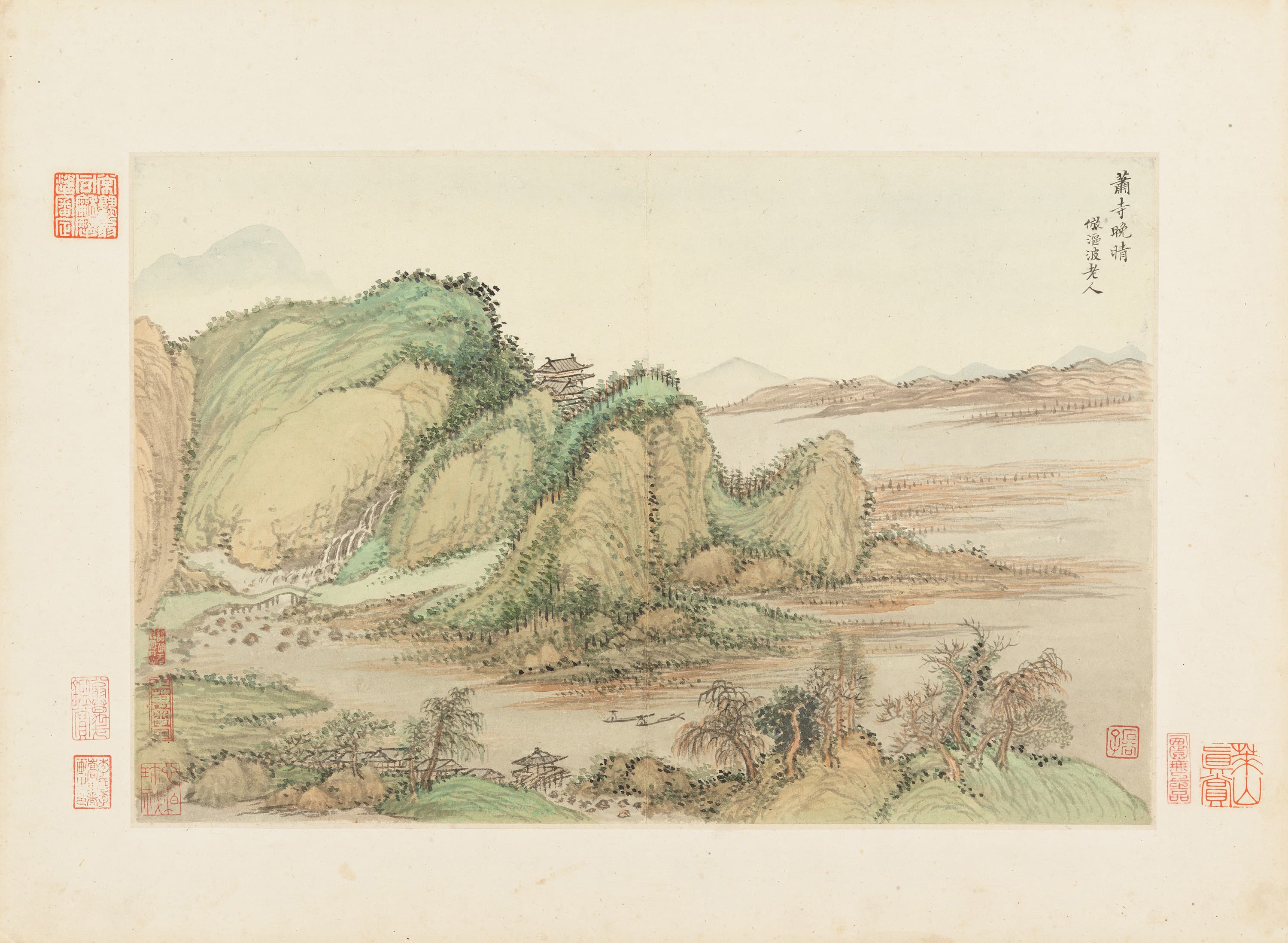 Buddhist Temple on a Clear Evening, after Oubo Laoren