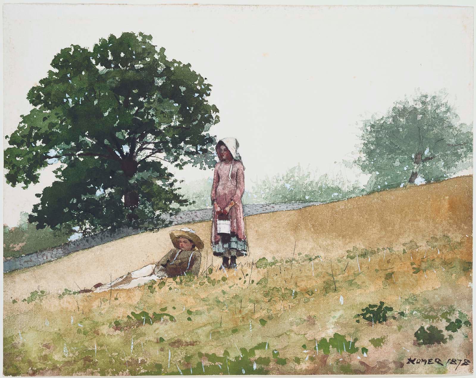 Boy and Girl on a Hillside